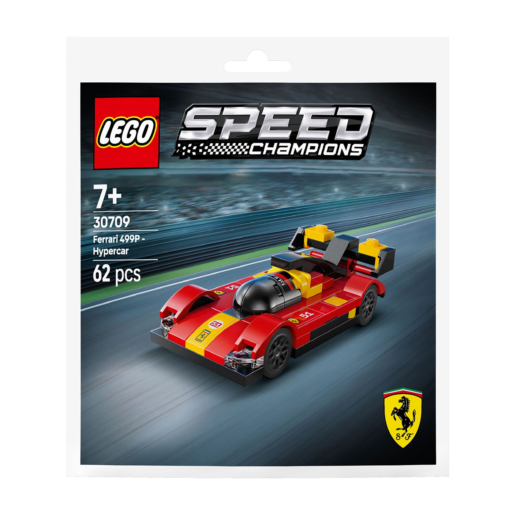 Конструктор LEGO Speed Champions Ferrari 499P - гіперкар, 62 деталі, від 7 років (30709)
